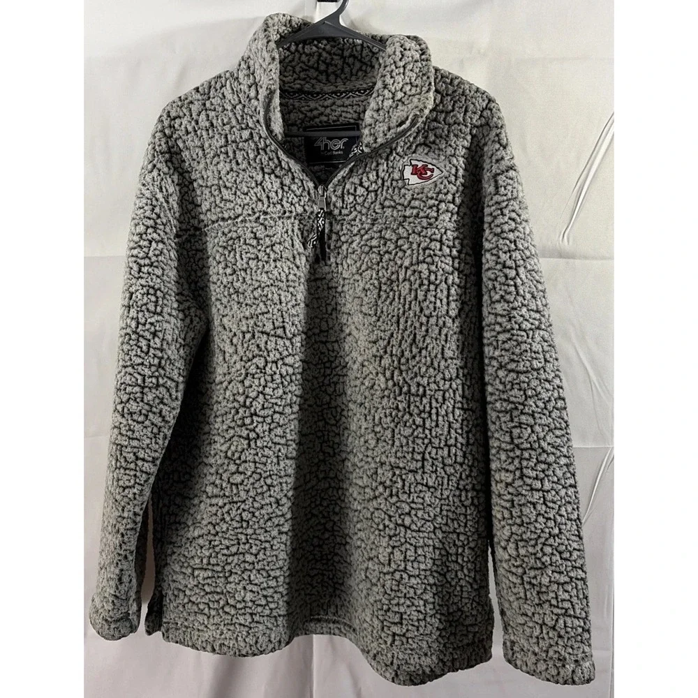 Kansas City Chiefs GIII‎ For Her By Carl Banks Sherpa 1/4 Zip Pullover Sz L
